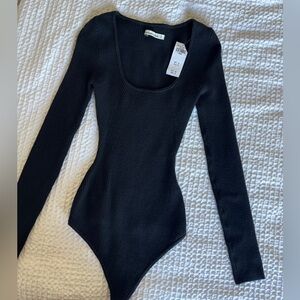 Abercrombie & Fitch Black Ribbed Bodysuit